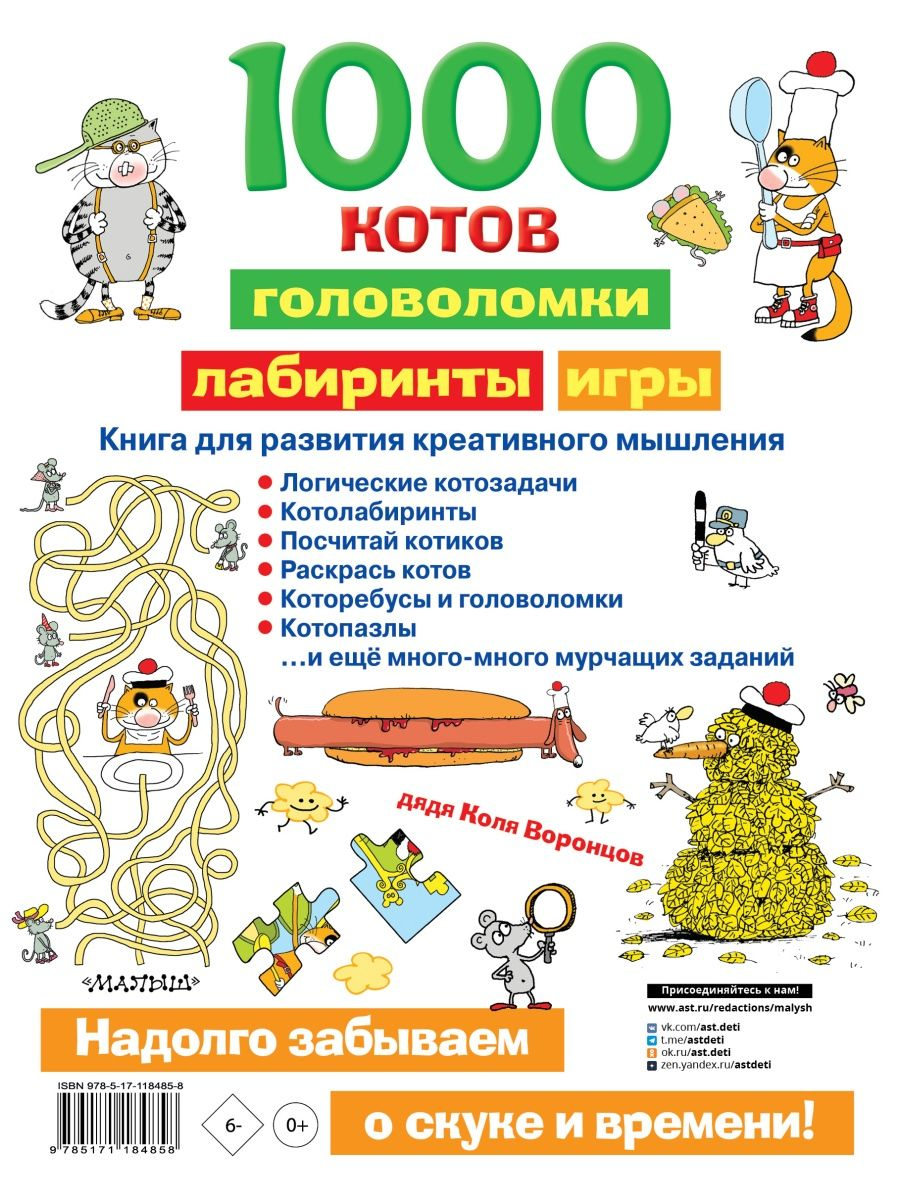 Николай Воронцов: 1000 котов: головоломки, лабиринты, игры – Karusel